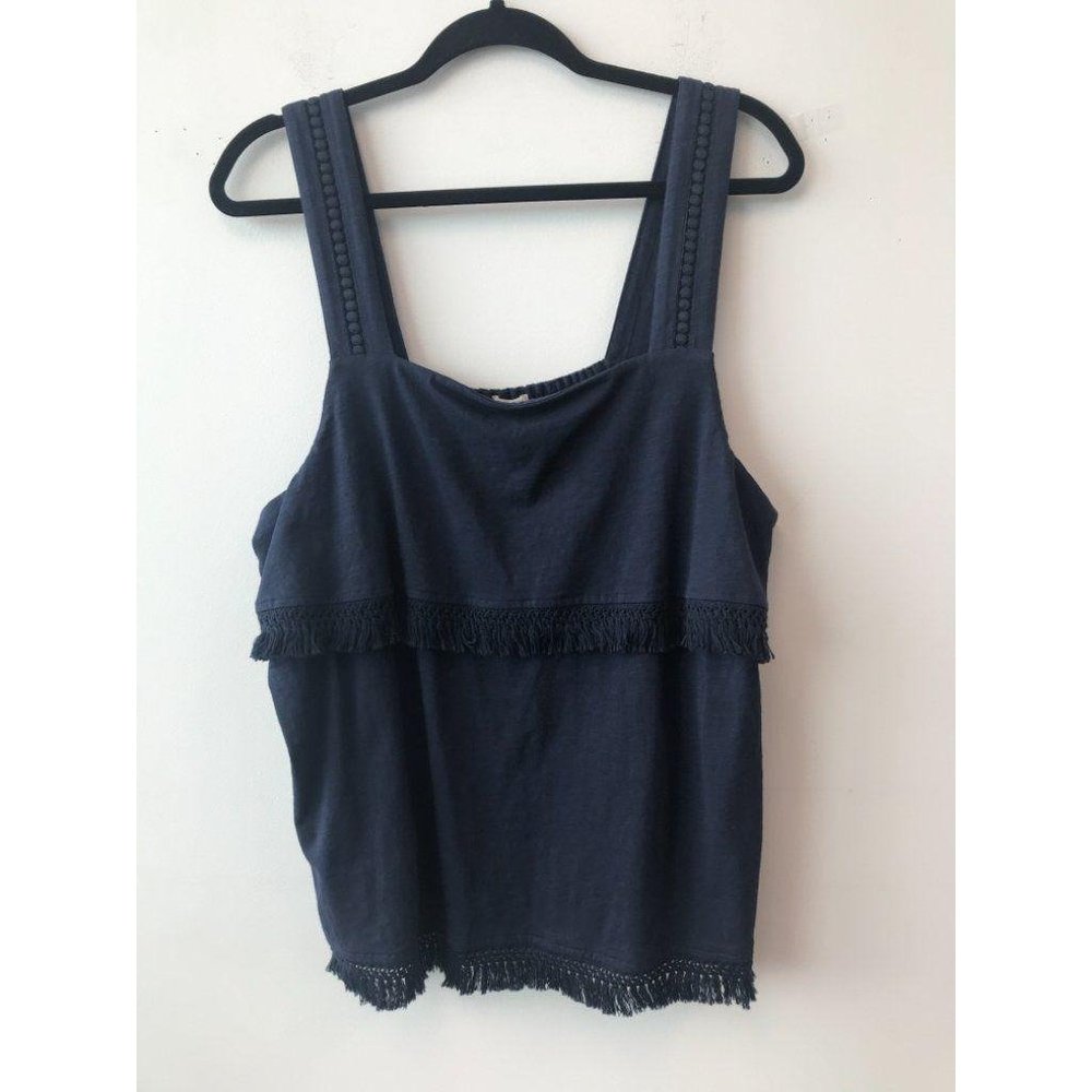 J.Crew Size XL Cotton Blend Navy Tank Blouse NWT!
